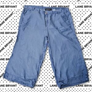 PLUS -  Lane Bryant 100% Lyocell Wide Leg Capri Pants Blue